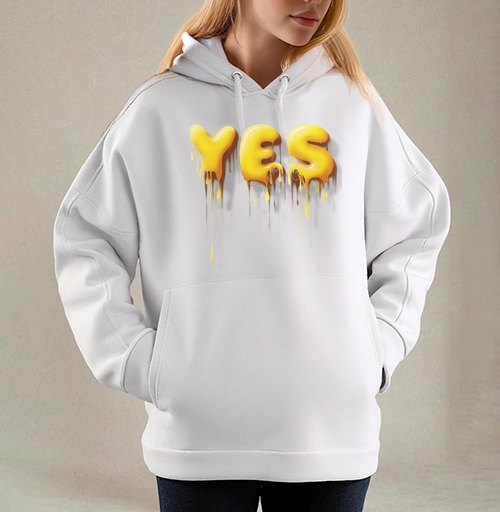 Фотография футболки Объемные желтые капающие буквы да Yes