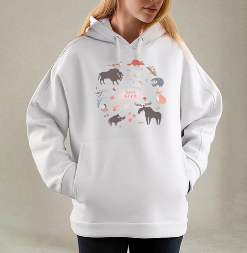 Фотография футболки Лесные животные встречают друг друга Лесная жизнь