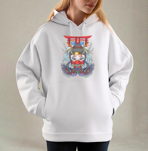 Фотография футболки Мистический портрет девушки-ниндзя с маской Они