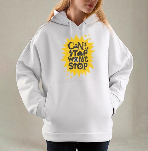 Фотография футболки Надпись Cant stop wont stop Не остановлюсь Мотивация Типографика Успех