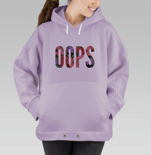 Фотография футболки Цветочная Надпись Ошибка OOPS на Сером фоне