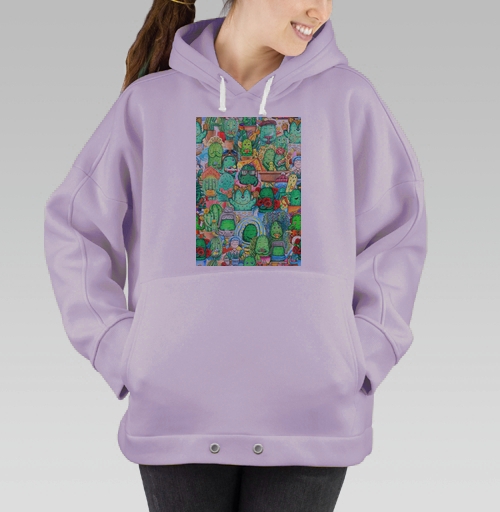 Фотография футболки Забавные антропоморфные кактусы и девочки кавайные зеленые растения