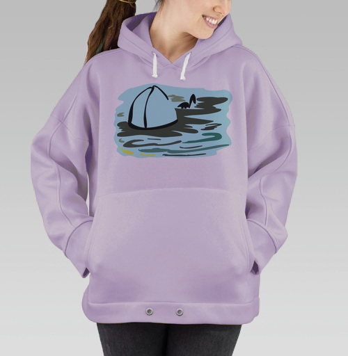 Фотография футболки Лодка с парусом и птицей на воде на воде на воде