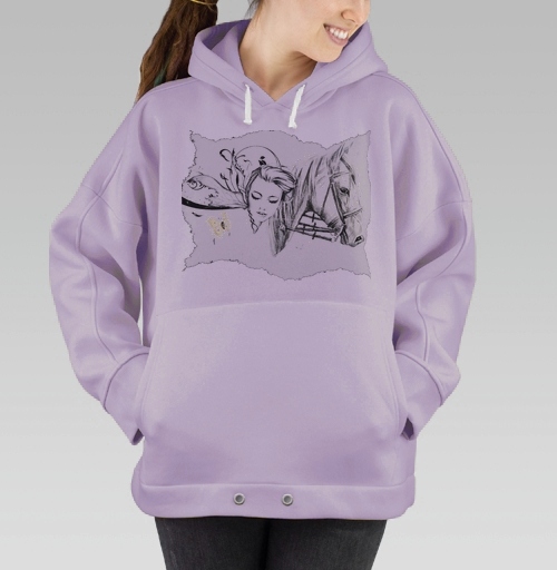 Фотография футболки Графический арт-принт с лошадью и девушкой