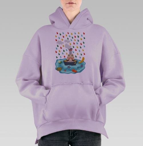 Фотография футболки Яркая пароходная лодка с фантазийным паровым двигателем