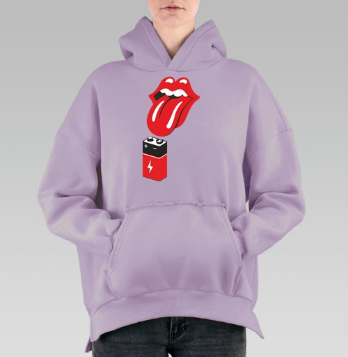 Фотография футболки Знаменитые красные губы мощный заряд Роллинг Стоунз батарейка