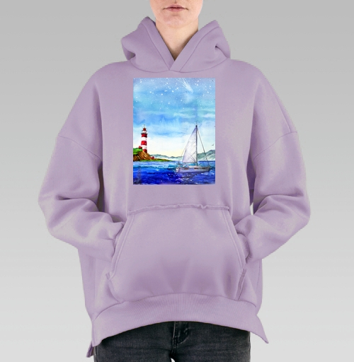 Фотография футболки Яхта и маяк в море