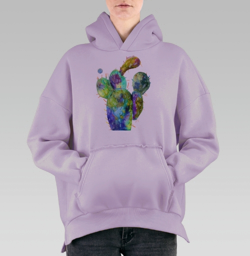 Фотография футболки Акварельный кактус с яркими цветами и живой текстурой