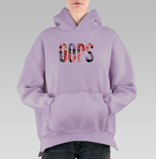 Фотография футболки Цветочная Надпись Ошибка OOPS на Сером фоне