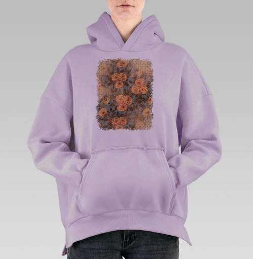 Фотография футболки Ностальгические розы и листья коричневые персиковый зелёный