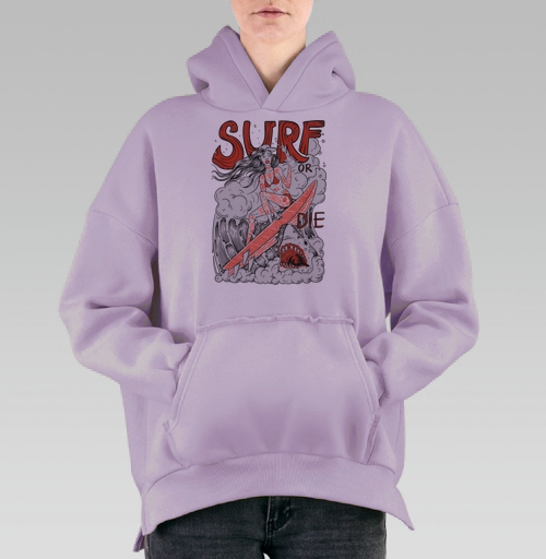 Фотография футболки Девушка Серфер На Волне С Акулами Surf Or Die