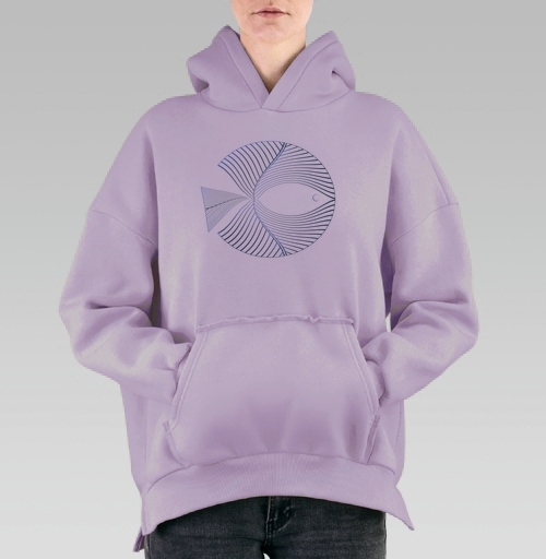 Фотография футболки Абстрактная синяя рыба из линий движется плавно