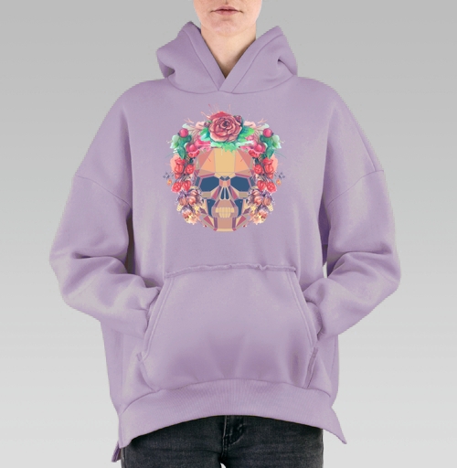 Фотография футболки Polygonal human skull and watercolor wreath.Los muertos.