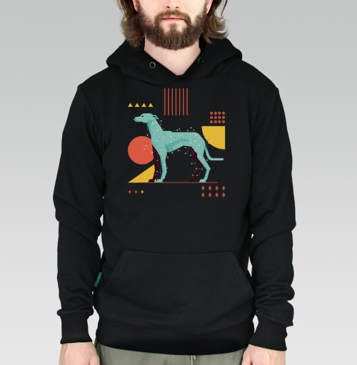 Фотография футболки Обмотанная яркими цветными огнями новогодняя собака грейхаунд
