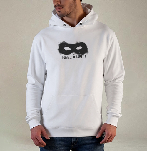 Фотография футболки Маска героя с надписью I NEED a hero