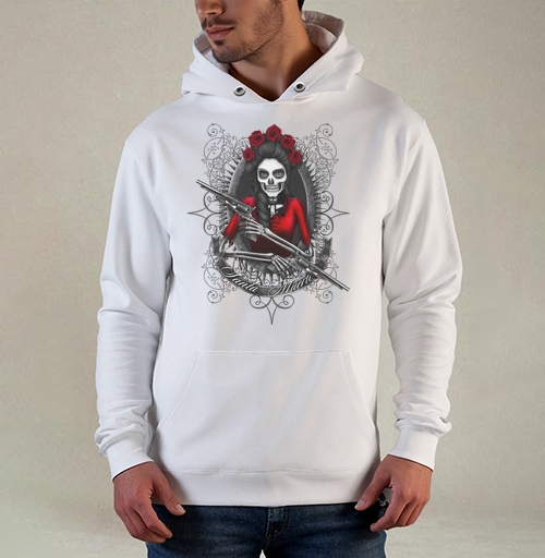 Фотография футболки Картина Santa Muerte: мистический скелет в красном платье