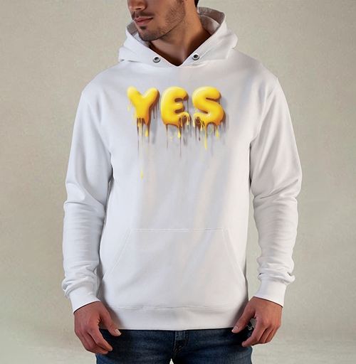 Фотография футболки Объемные желтые капающие буквы да Yes