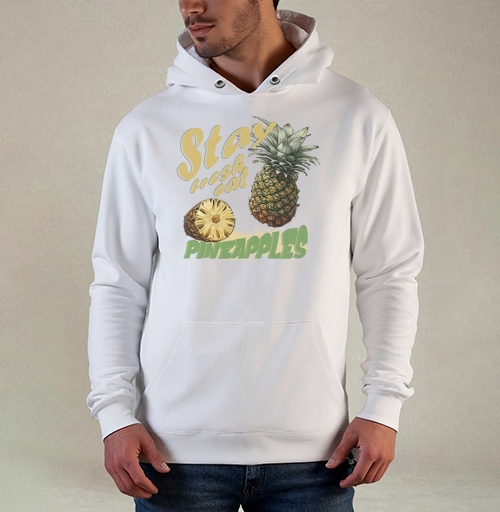 Фотография футболки Свежий ананас с натуральной текстурой и надписями pineapples