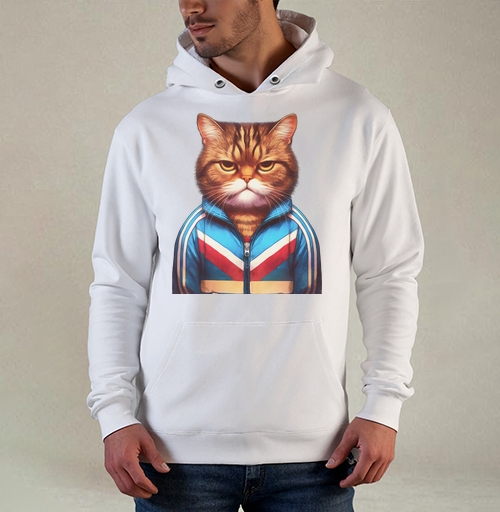 Фотография футболки Хмурый кот в спортивном костюме