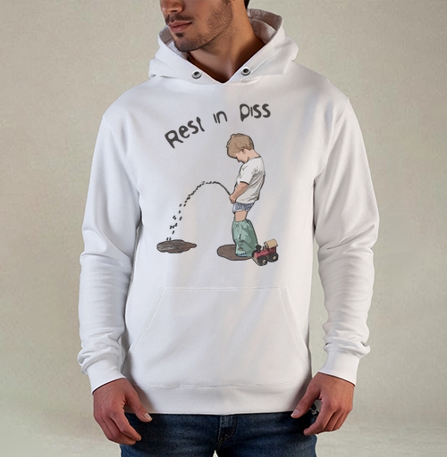 Фотография футболки Ироничная футболка REST IN PISS с забавным принтом