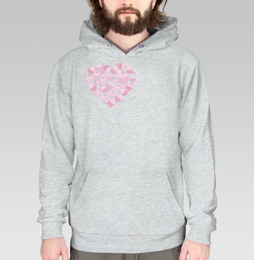 Фотография футболки Розовые капкейки в форме сердца выложены всегда рядом