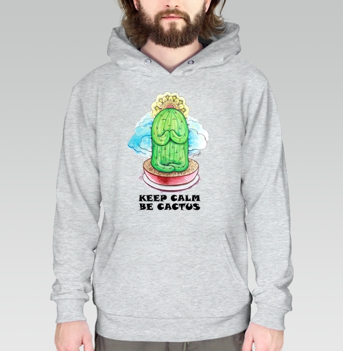 Фотография футболки Спокойный медитирующий кактус с позитивной надписью be cactus