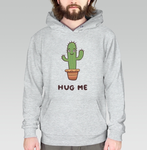 Фотография футболки Зелёный улыбающийся кактус просит обниматься Hug Me