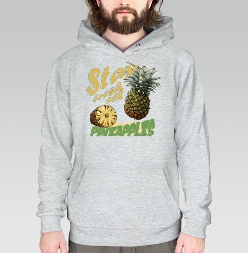 Фотография футболки Свежий ананас с натуральной текстурой и надписями pineapples