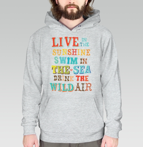 Фотография футболки Яркая типографика Live in the sunshine / Живи на солнце пей дикий воздух