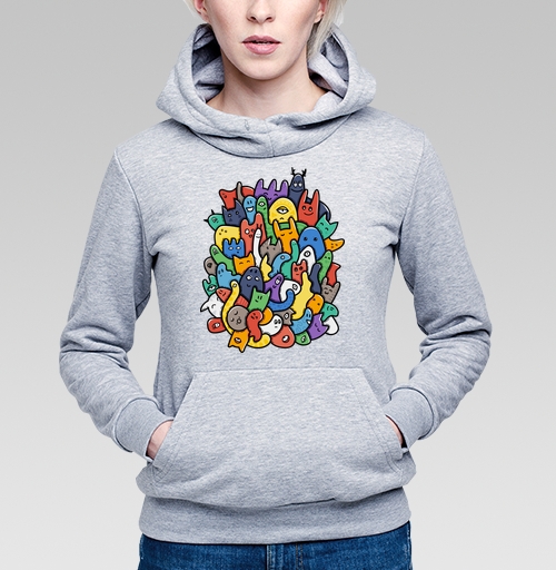 Фотография футболки Весёлое собрание мультяшных монстров doodle art