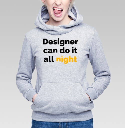 Фотография футболки Футболка с принтом «Designer can do it all night»