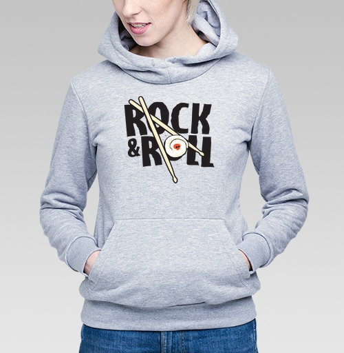Фотография футболки Рок-н-ролльная подача суши с черепом и палочками ROCK ROLL