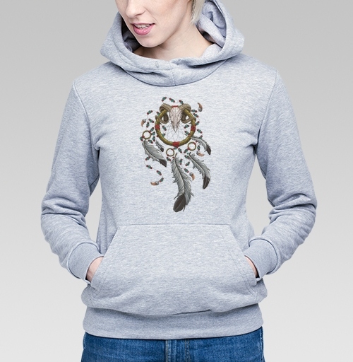 Фотография футболки Магический ловец снов с черепом барана Dreamcatcher Skull Amulet
