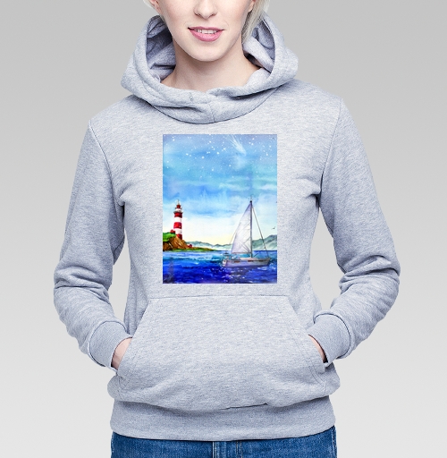 Фотография футболки Яхта и маяк в море
