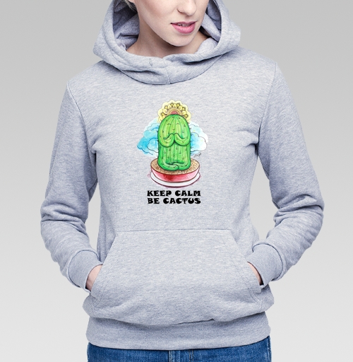 Фотография футболки Спокойный медитирующий кактус с позитивной надписью be cactus