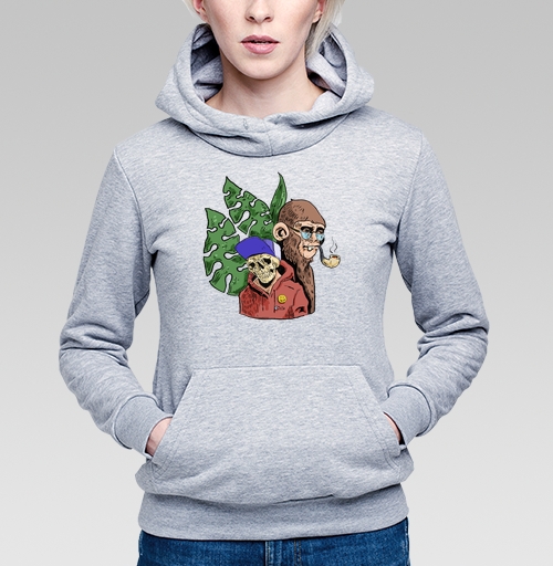 Фотография футболки Экстравагантный арт с жизнерадостным скелетом и мудрой обезьяной