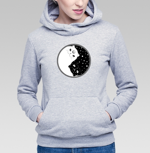 Фотография футболки Инь янь котик черный и котик белый