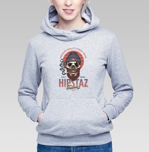 Фотография футболки Череп хипстер с трубкой и бородой для одежды street wear