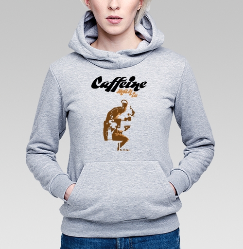 Фотография футболки Caffeine mania/Кофеиномания минимализм ретро плакат с силуэтами бариста и чашки
