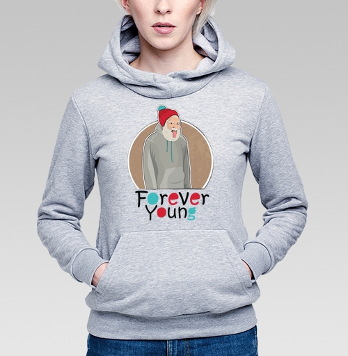 Фотография футболки Веселый старик Forever Young с яркой шапкой