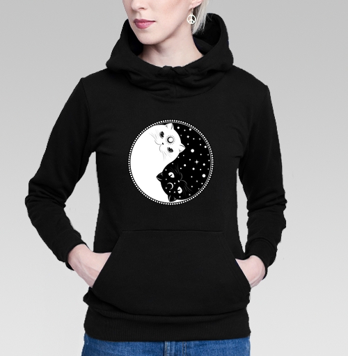 Фотография футболки Инь янь котик черный и котик белый