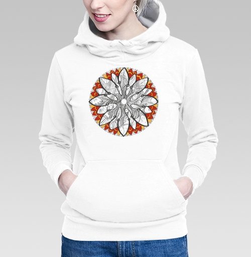Фотография футболки Mandala/Мандала симметричный зентангл узор для созерцания медитативного черно белого