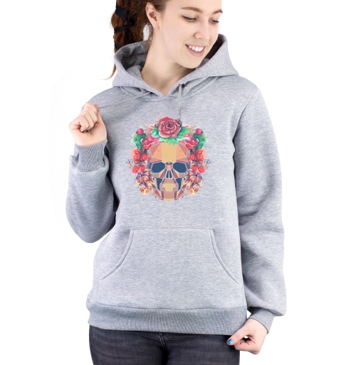 Фотография футболки Polygonal human skull and watercolor wreath.Los muertos.