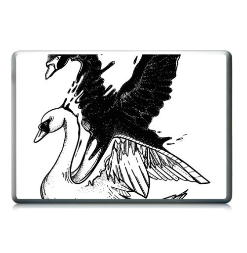 Наклейка на Ноутбук (любой размер) Лебеди черный и белый - купить в интернет-магазине Мэриджейн в Москве и СПБ