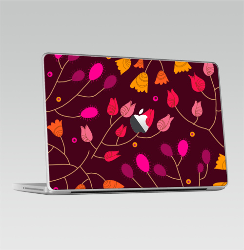 Наклейка на 2009-2010 – Macbook (c яблоком) Цветочный орнамент - купить в интернет-магазине Мэриджейн в Москве и СПБ