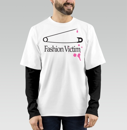 Фотография футболки Белая английская булавка c розовыми пятнами Fashion Victim