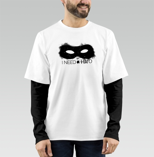 Фотография футболки Маска героя с надписью I NEED a hero
