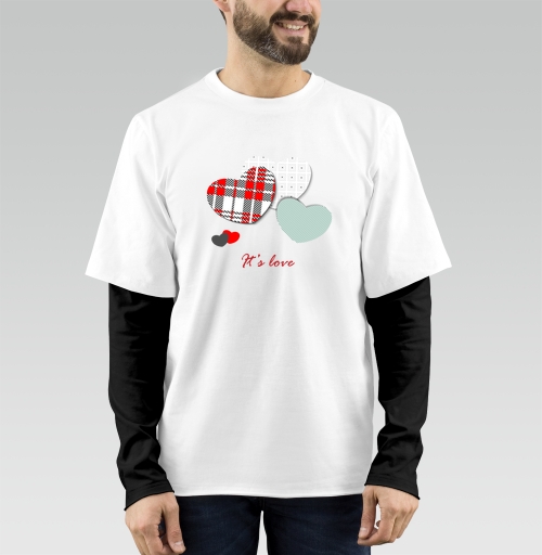 Фотография футболки Тепло и нежность красных и зелёных сердец