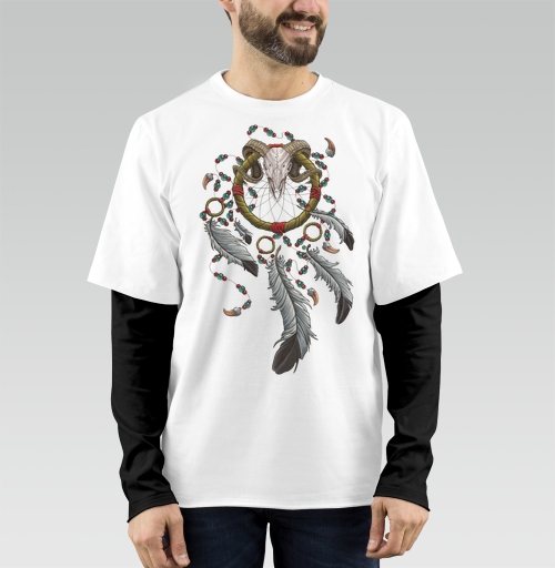 Фотография футболки Магический ловец снов с черепом барана Dreamcatcher Skull Amulet