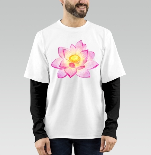 Фотография футболки Нежный розовый цветок лилии, лотоса, акварель